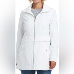 NWT Vince Camuto Women Chic Hooded Rain Jacket Water Wind Resistant White XXL